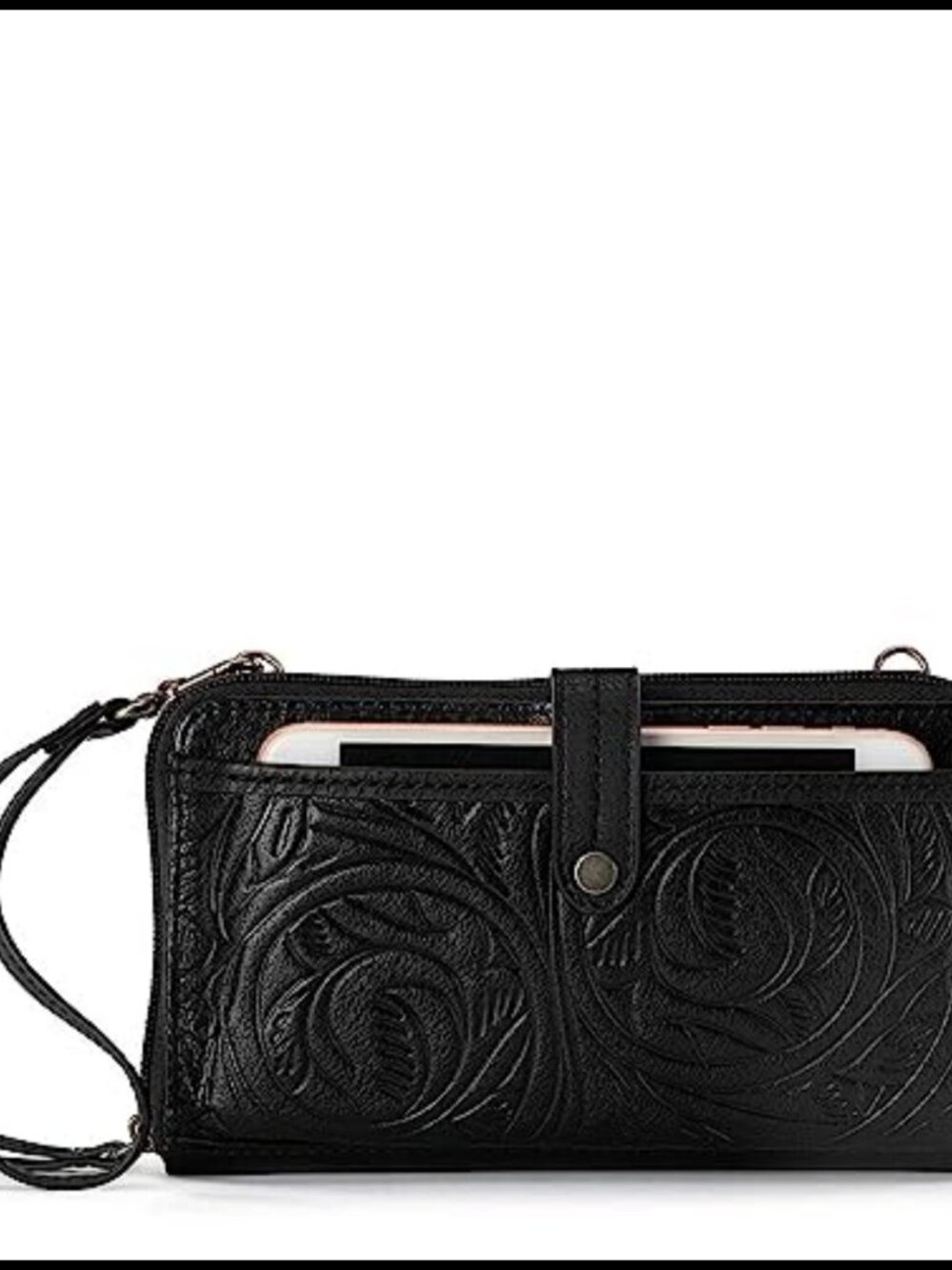 Leather Crossbody Smartphone Purse Convertible Wristlet Zipper Everyday